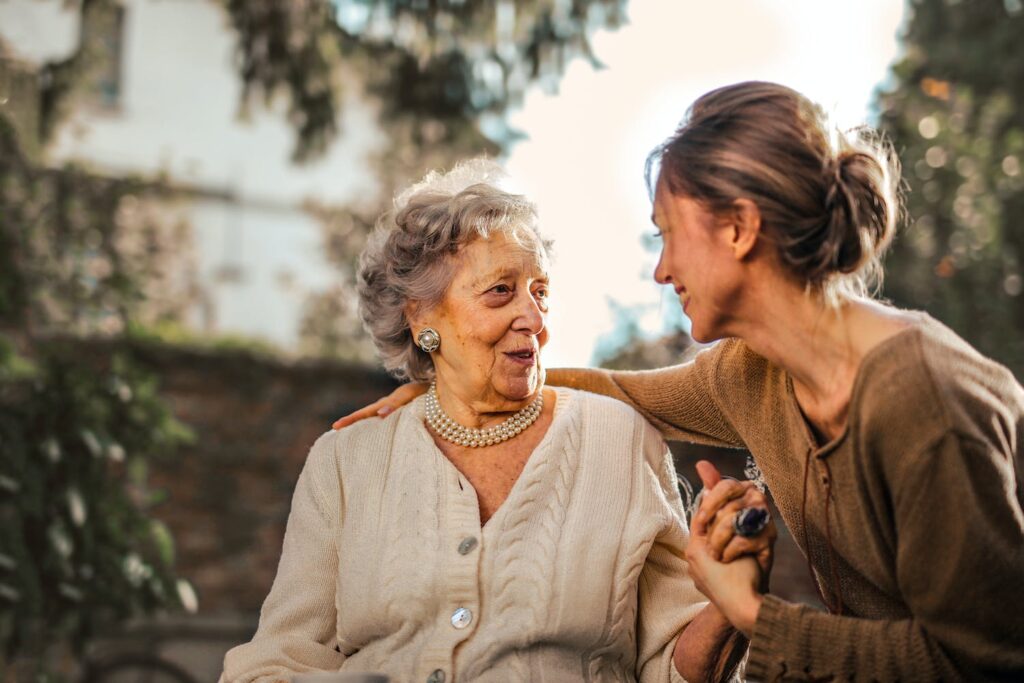 daughter with senior parent