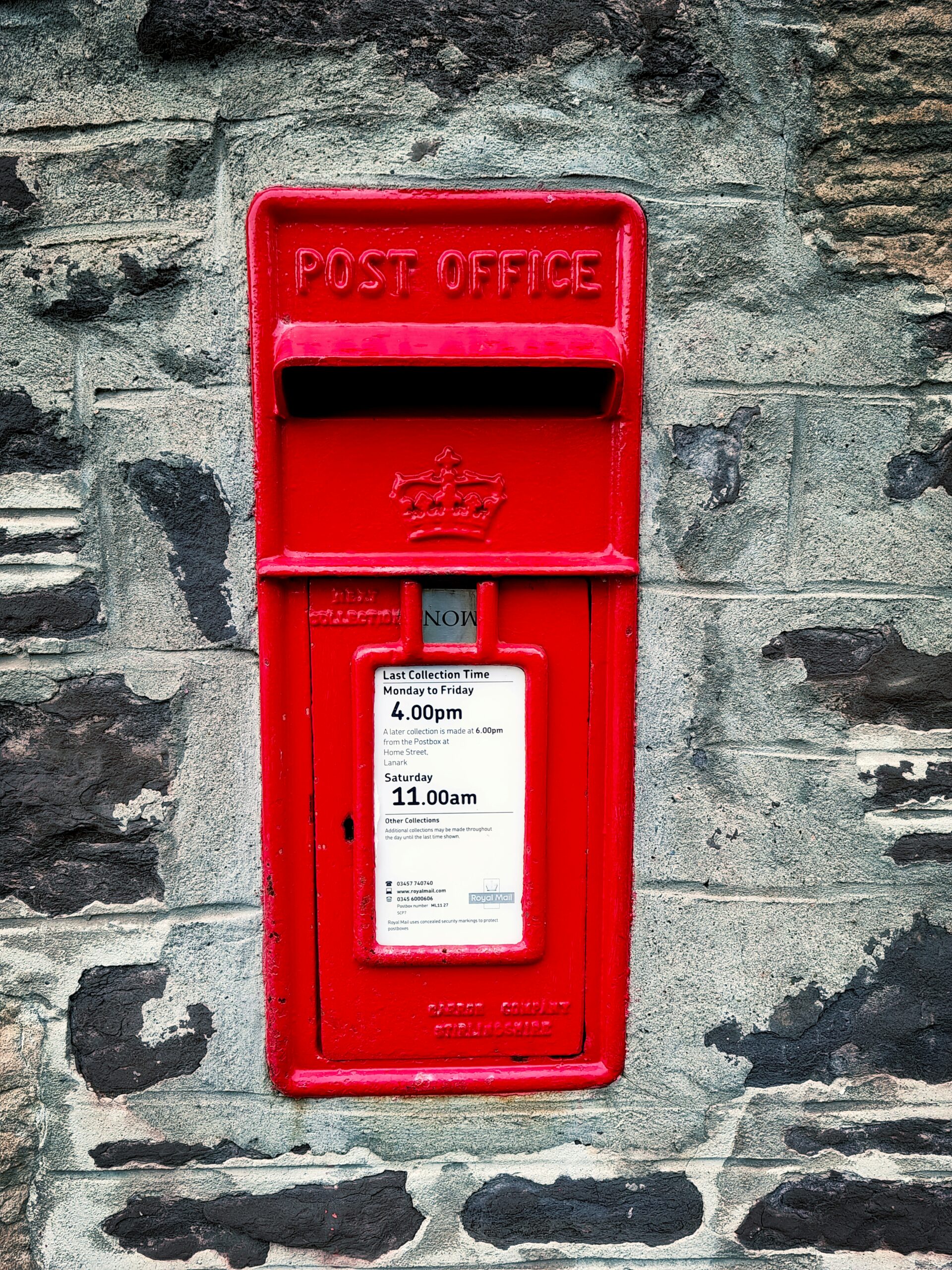 Red post box at Cumbernauld UK