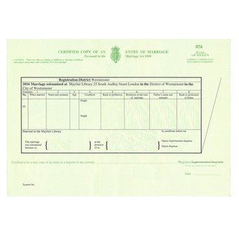 Order a Marriage Certificate Copy
