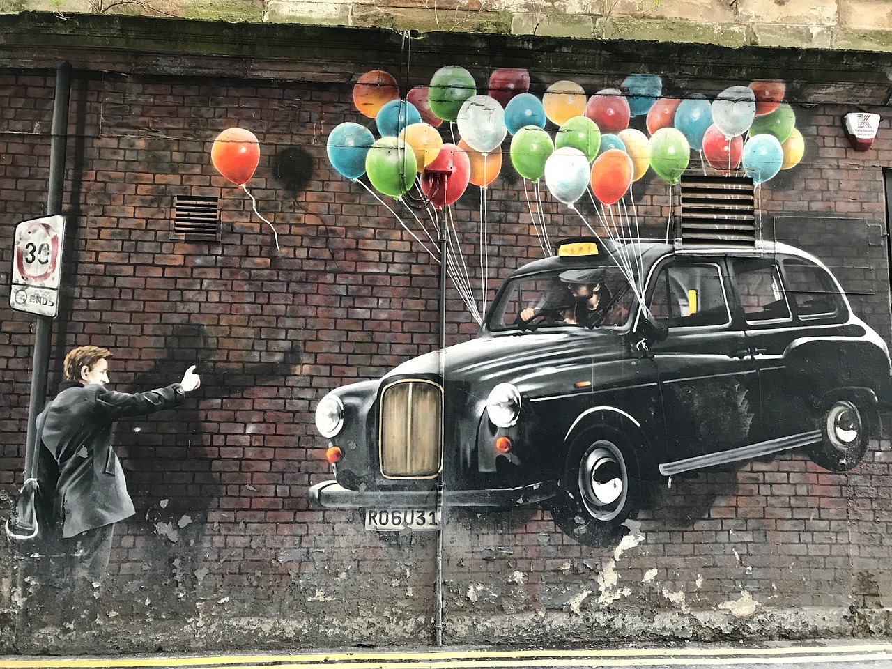 Street mural near Newton Mearns, UK